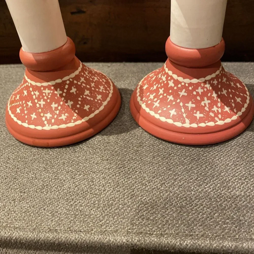 Dansk Nordic Knits Red Set Of 2 Wooden Candle Holders‎